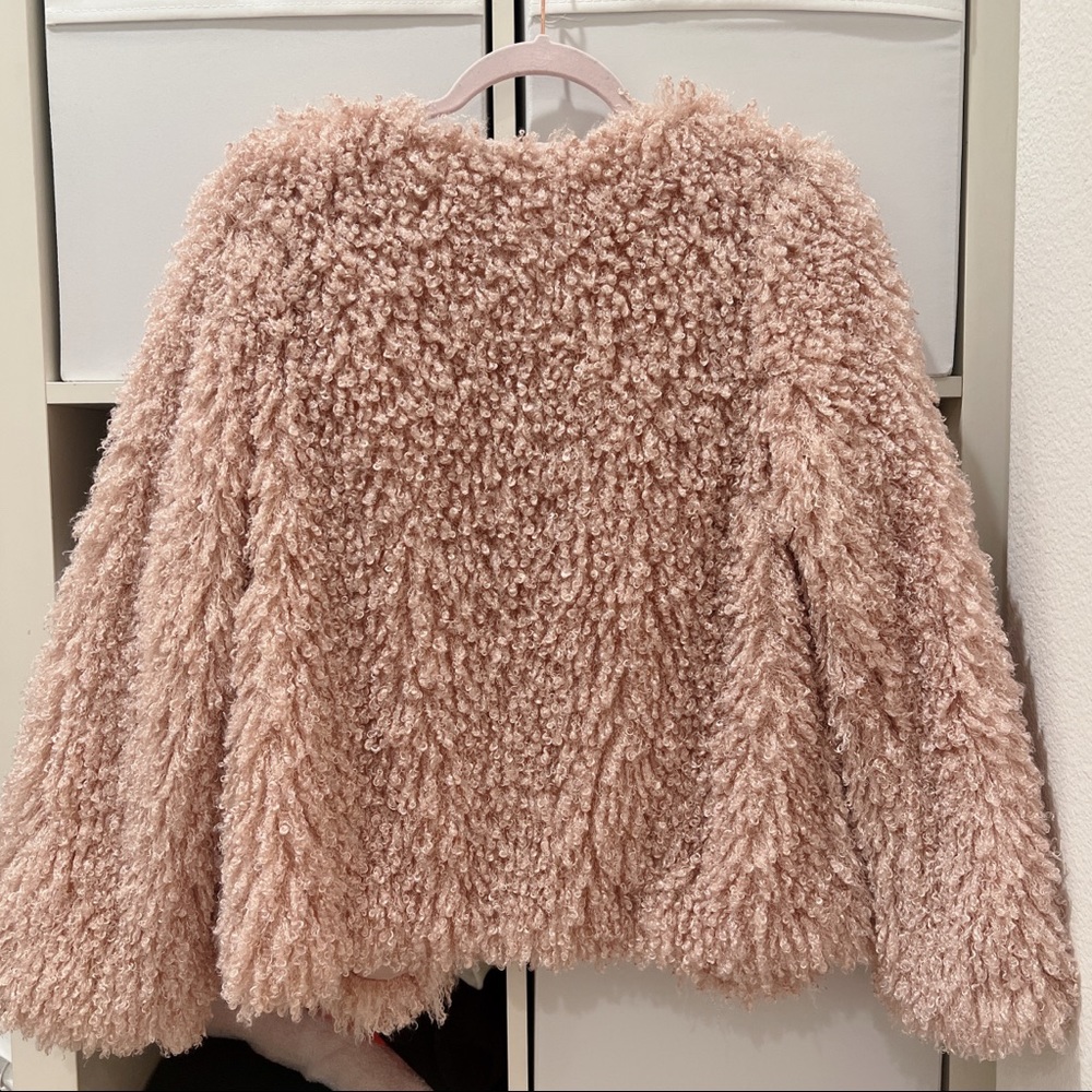 Willow & Clay Shaggy Faux Fur Jacket Pink Xs Gem